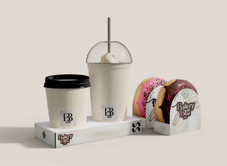 Gobelets cafés et donuts