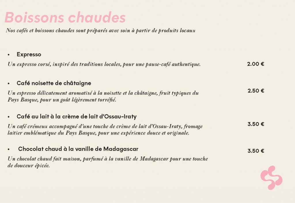 menu boissons chaudes